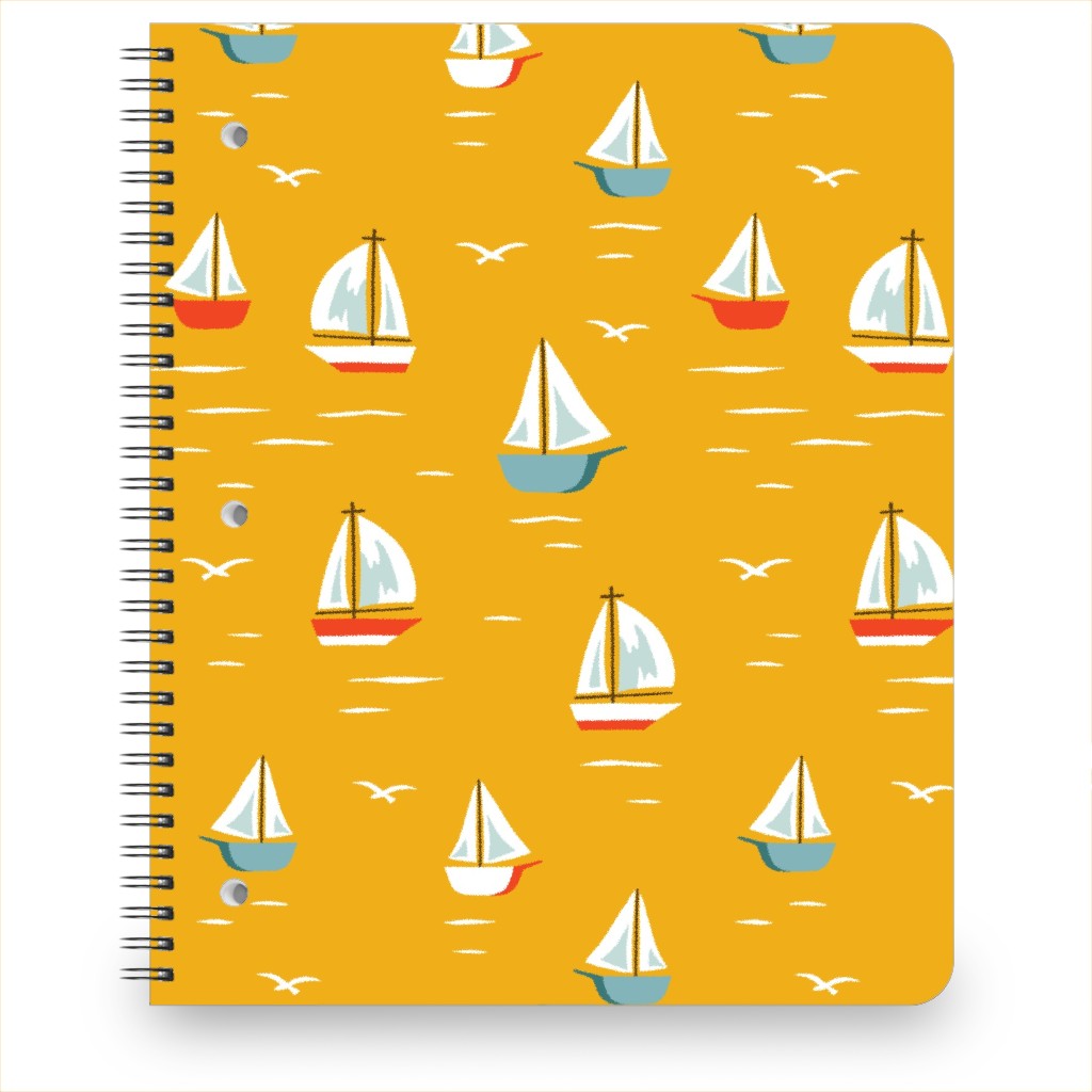 Sailboats Notebook, 8.5x11, Yellow