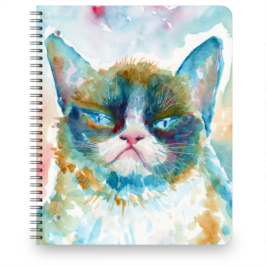 Mad Catter - Grumpy Cat Watercolor Notebook, 8.5x11, Multicolor