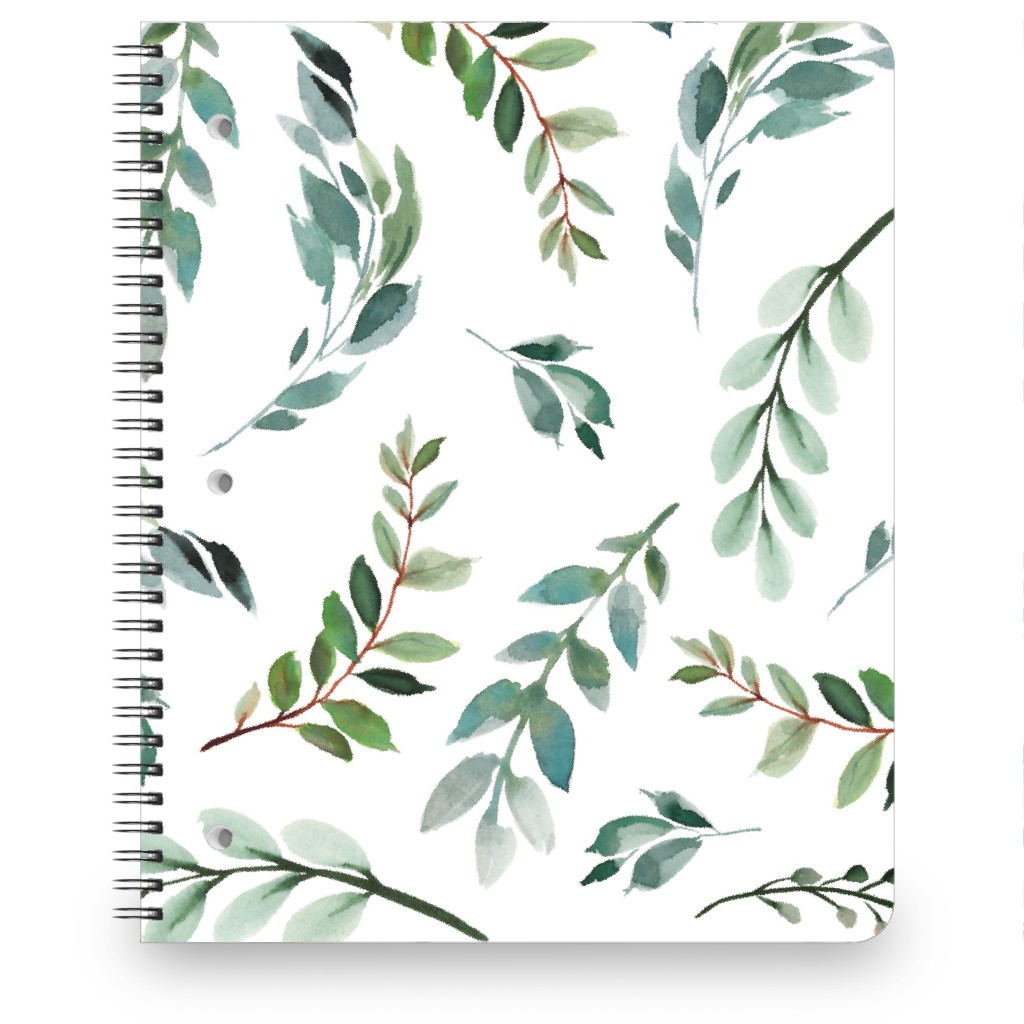 Paprika Floral Greenery Leafs - Green Notebook, 8.5x11, Green, Classic Green