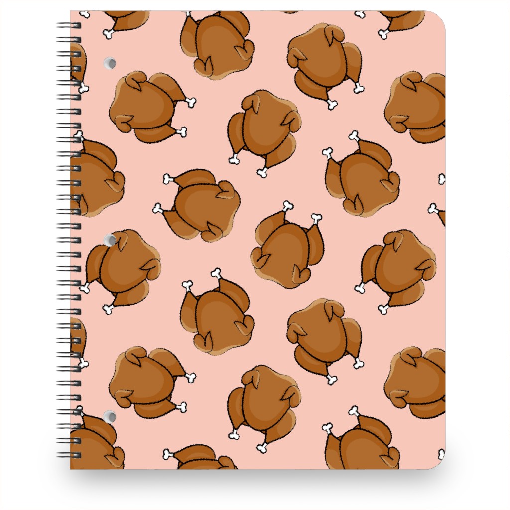 Thanksgiving Day Turkey Toss Notebook, 8.5x11, Pink, Beige