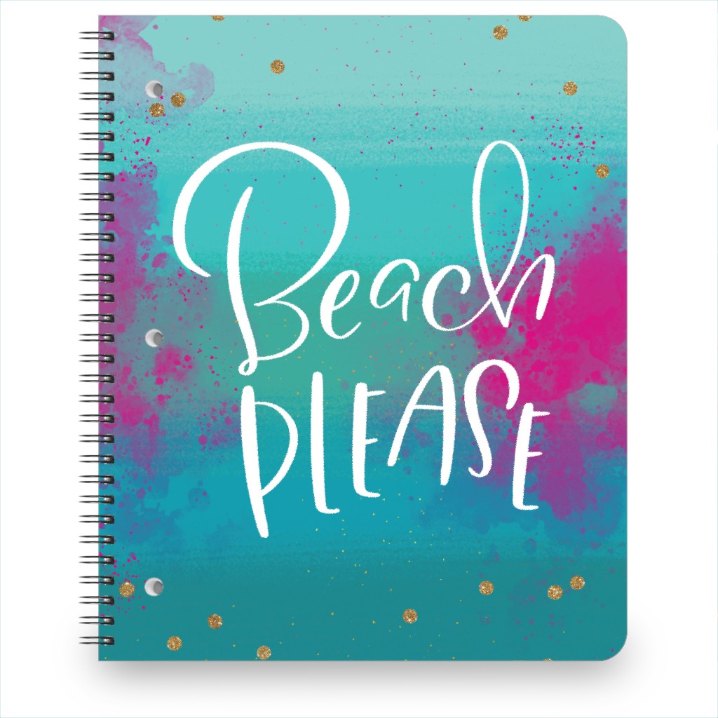 Beach Please - Blue & Pink Notebook, 8.5x11, Blue, True Blue