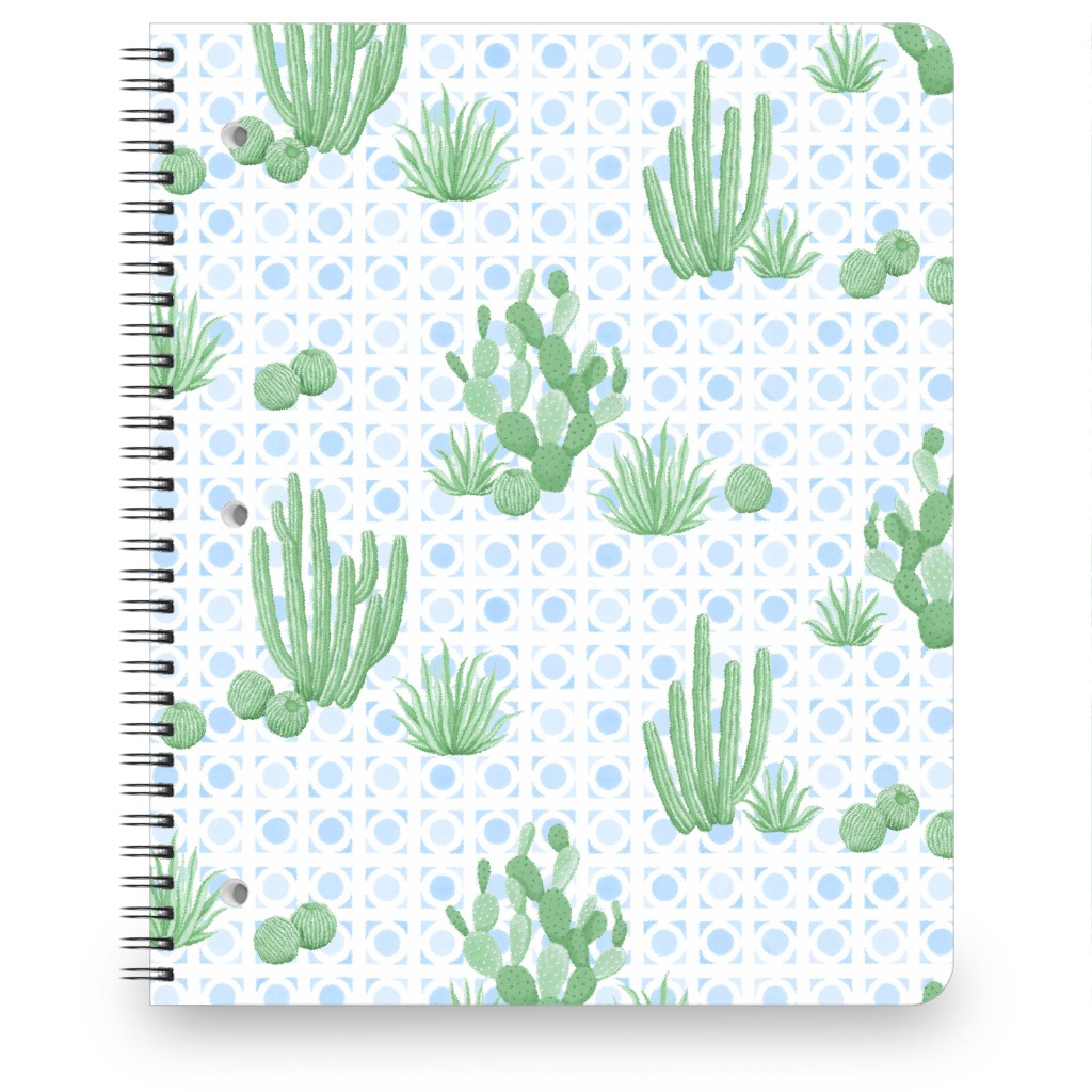 Modern Desert Cactus - Blue & Green Notebook, 8.5x11, Green