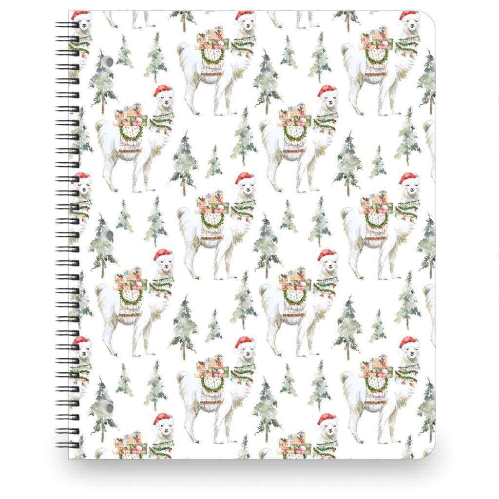 Winter Christmas Llama Notebook, 8.5x11, Multicolor