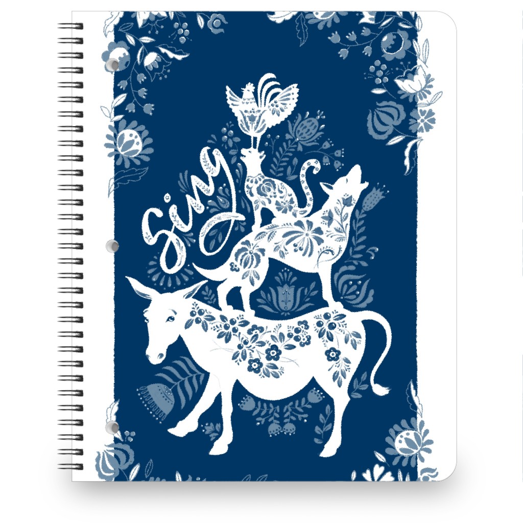 Musicians of Bremen Folkart - Blue Notebook, 8.5x11, Blue