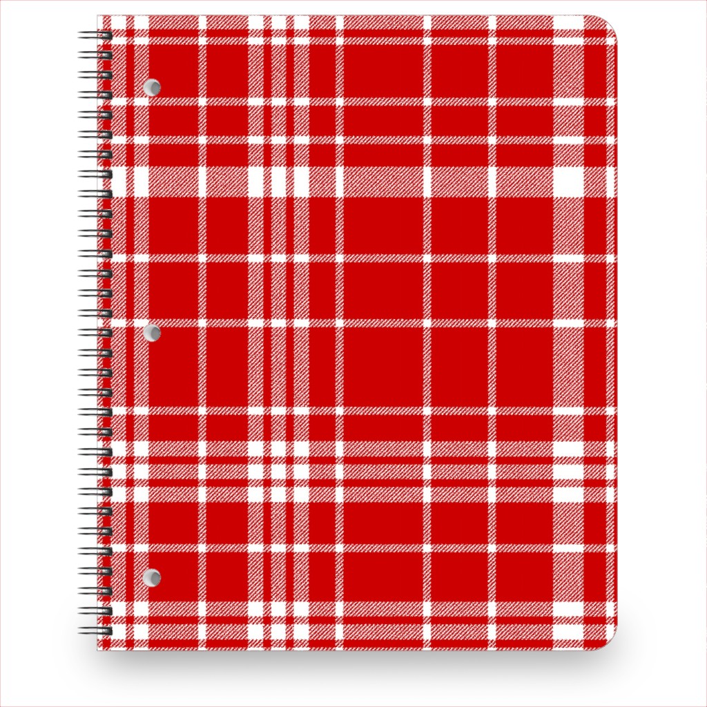 Tartan Check Notebook, 8.5x11, Red, Red