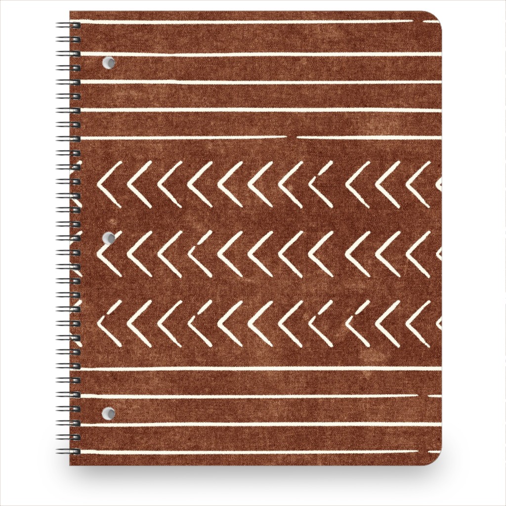 Arrow Stripes Mud Cloth Modern Notebook, 8.5x11, Brown