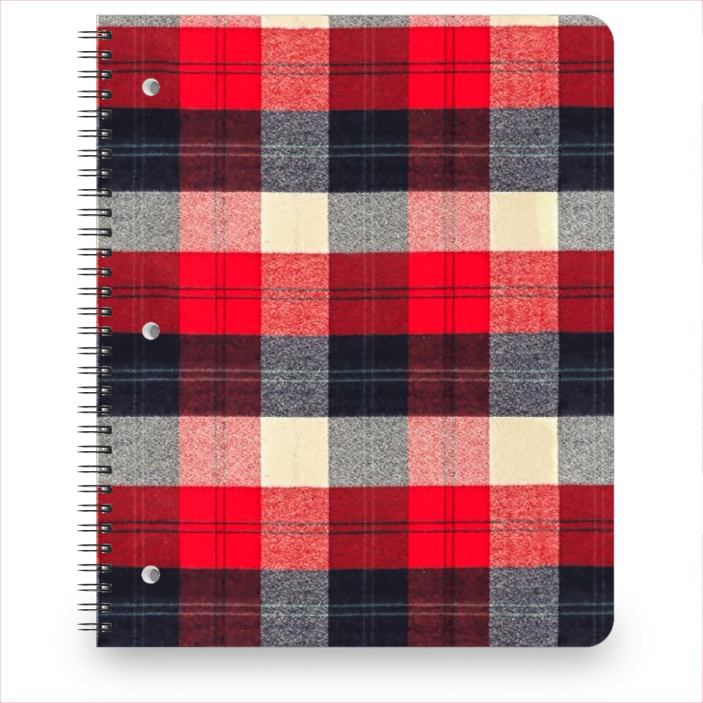 Lumberjack Flannel Buffalo Plaid - Red Notebook, 8.5x11, Red, Red