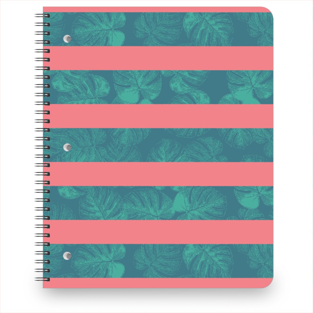 Monstera Leaf Stripes Notebook, 8.5x11, Green