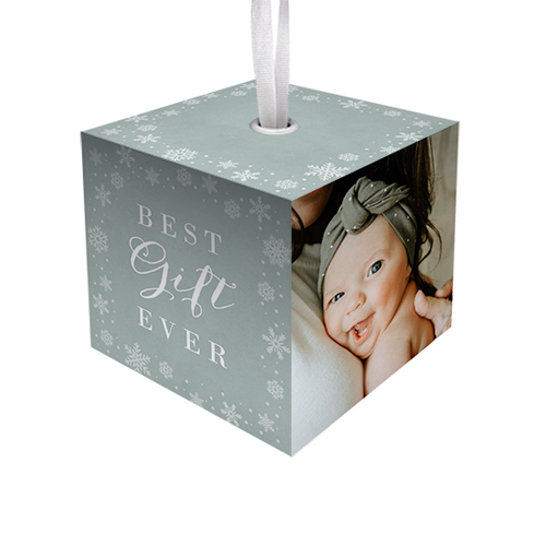 Baby Snowflake Border Cube Ornament, Blue, Cubed Ornament