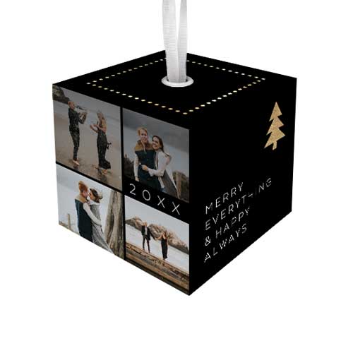 Modern Merry Everything Cube Ornament, Black, Cubed Ornament