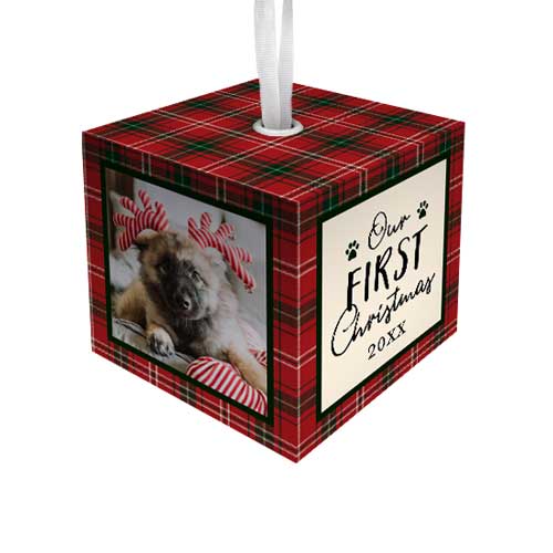 Deck The Paws First Christmas Cube Ornament, Red, Cubed Ornament