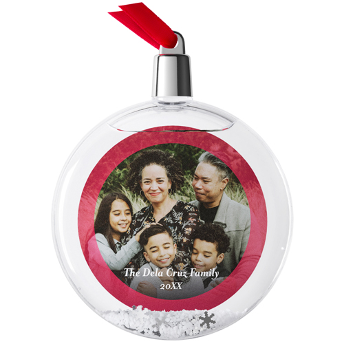 Bold Border Snow Globe Ornament, Red, Circle