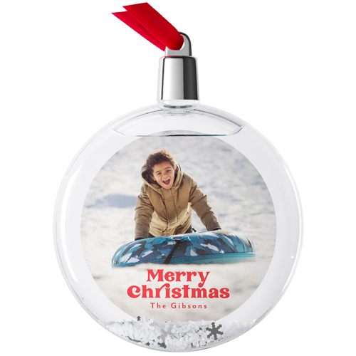 Joyful Christmas Snow Globe Ornament, Multicolor, Circle