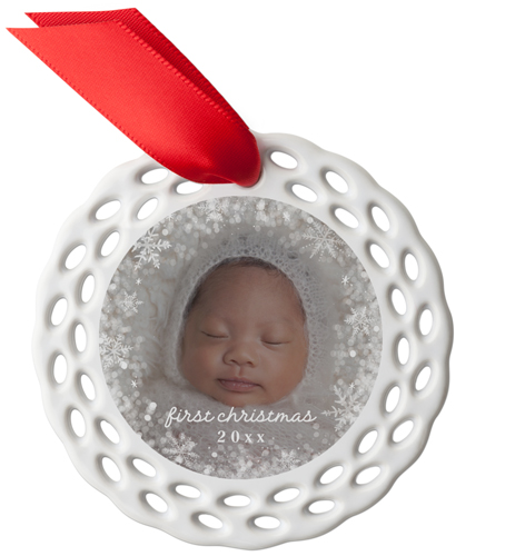Baby's First Snowflake Ceramic Ornament, White, Circle