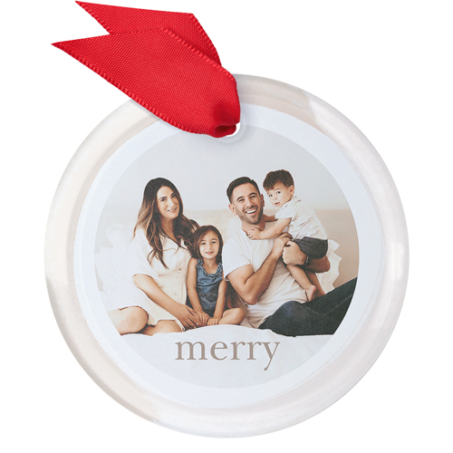 Watercolor Frame Glass Ornament, White, Circle, white