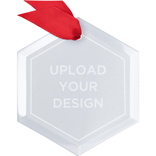 Upload Your Own Design Hexagon Glass Ornament, Multicolor, Hexagon Ornament