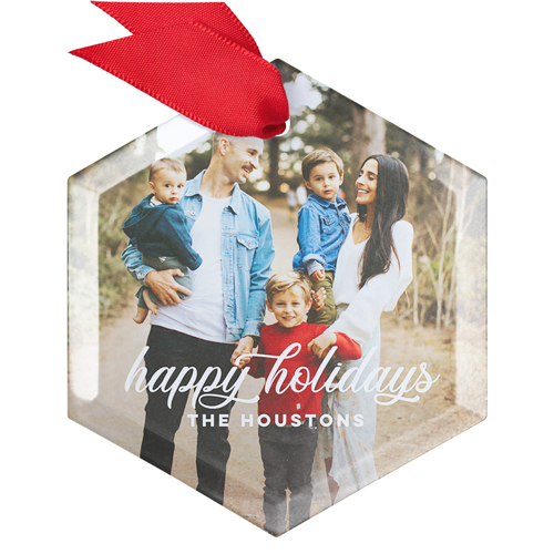 Classic Celebration Glass Ornament, Gray, Hexagon