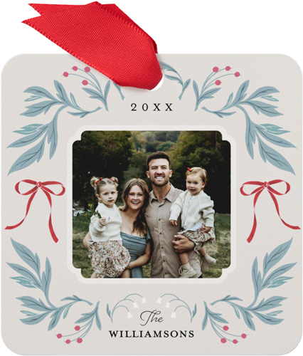 Enchanted Ferns Metal Ornament, White, Square, white