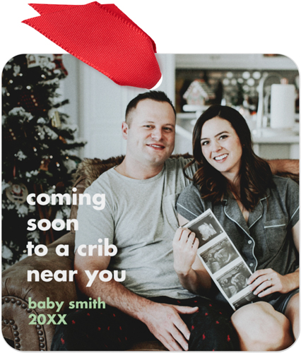 Coming Soon Metal Ornament, White, Square, white