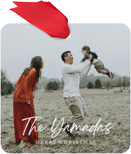 Modern Signature Metal Ornament, White, Square, white