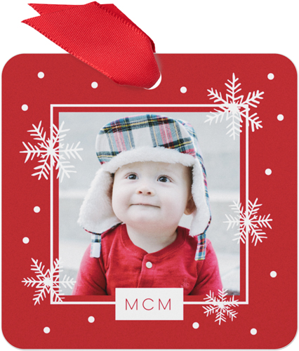 Baby's First Year Christmas Metal Ornament, Red, Square