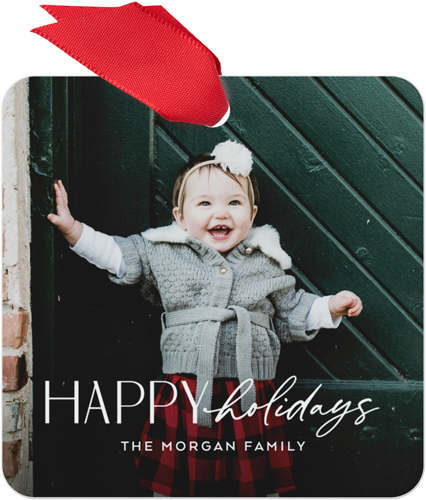 Contemporary Greetings Metal Ornament, Gray, Square