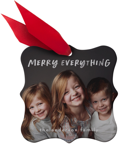 Merry Everything Metal Ornament, White, Square Bracket