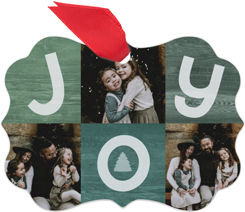 Christmas Tree Cutout Metal Ornament, Green, Rectangle Bracket