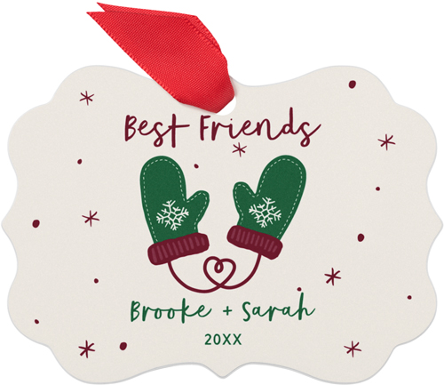 Personalized Mittens Metal Ornament, Beige, Rectangle Bracket