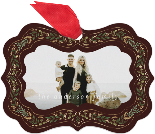 Elegant Botanicals Metal Ornament, Brown, Rectangle Bracket, cacao