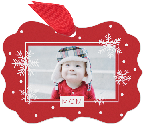 Baby's First Year Christmas Metal Ornament, Red, Rectangle Bracket