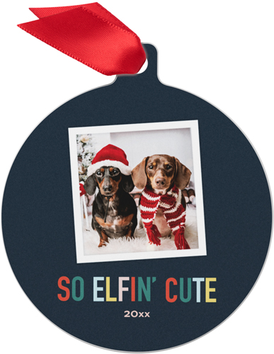 So Elfin Cute Metal Ornament, Black, Circle