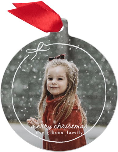 Delicate Bow Frame Metal Ornament, White, Circle, white