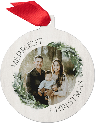 Rustic Garland Metal Ornament, Black, Circle