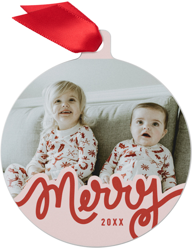 Cherry Merry Metal Ornament, Red, Circle, firecracker