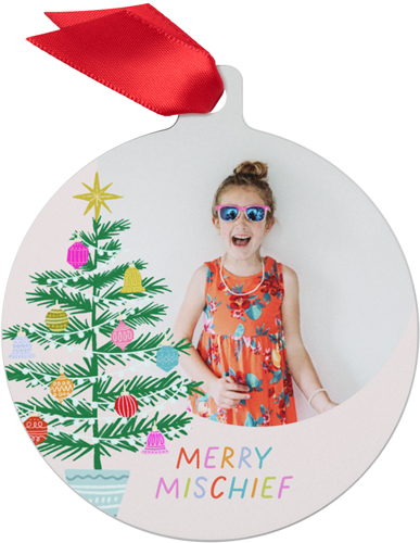 Mischief Merry Metal Ornament, Beige, Circle, pearl