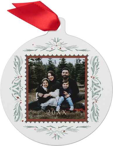 Scalloped Garland Metal Ornament, Beige, Circle, cream