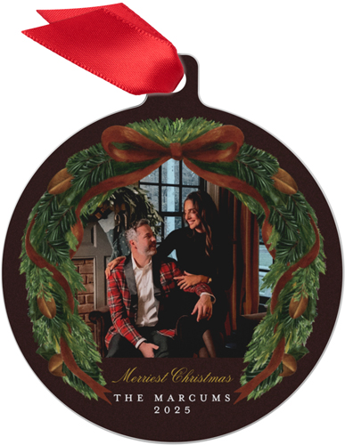 Welcome Home Metal Ornament, Green, Circle, pine