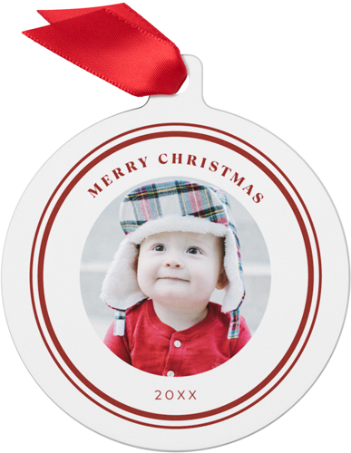 Double Border Metal Ornament, White, Circle, white