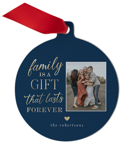 Family Is A Gift Metal Ornament, Blue, Circle