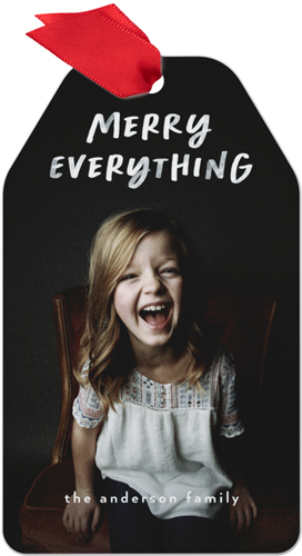 Merry Everything Metal Ornament, White, Gift Tag