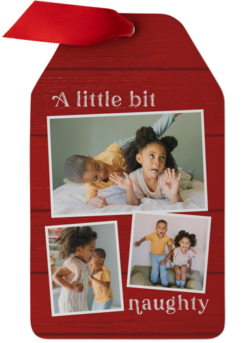 Naughty And Nice Metal Ornament, Red, Gift Tag