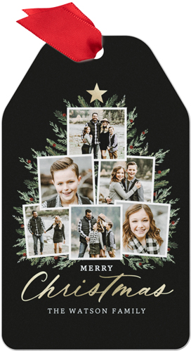 Picture Tree Metal Ornament, Black, Gift Tag