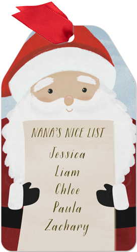 Santa's List of Family Metal Ornament, Red, Gift Tag