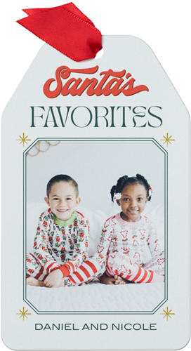 Santa's Favorites Metal Ornament, Gray, Gift Tag