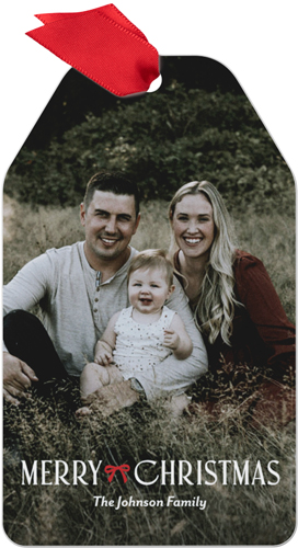 Bow Tied Christmas Metal Ornament, Red, Gift Tag, fire engine