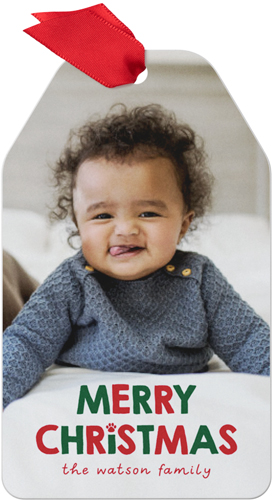 Festive Christmas Paw Metal Ornament, Red, Gift Tag, fire engine