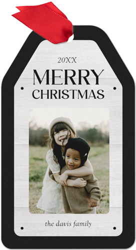 Modern Bold Border Metal Ornament, Black, Gift Tag, black