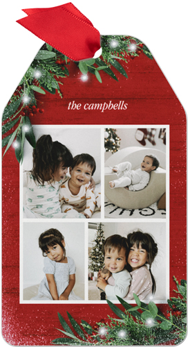 Festive Garland Metal Ornament, Red, Gift Tag, red