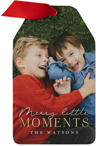 Little Moments Metal Ornament, White, Gift Tag